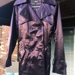 Black Rivet shiny purple trench coat